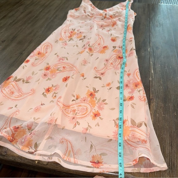 Vintage Floral Midi Dress Babydoll Women’s 6 Pink and Orange 90s y2k - Picture 6 of 7